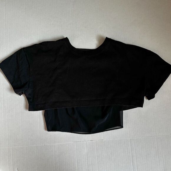 Alo Yoga “Made You Look” Cropped Short Sleeve Mesh Tee Women’s Size Small - Picture 3 of 8